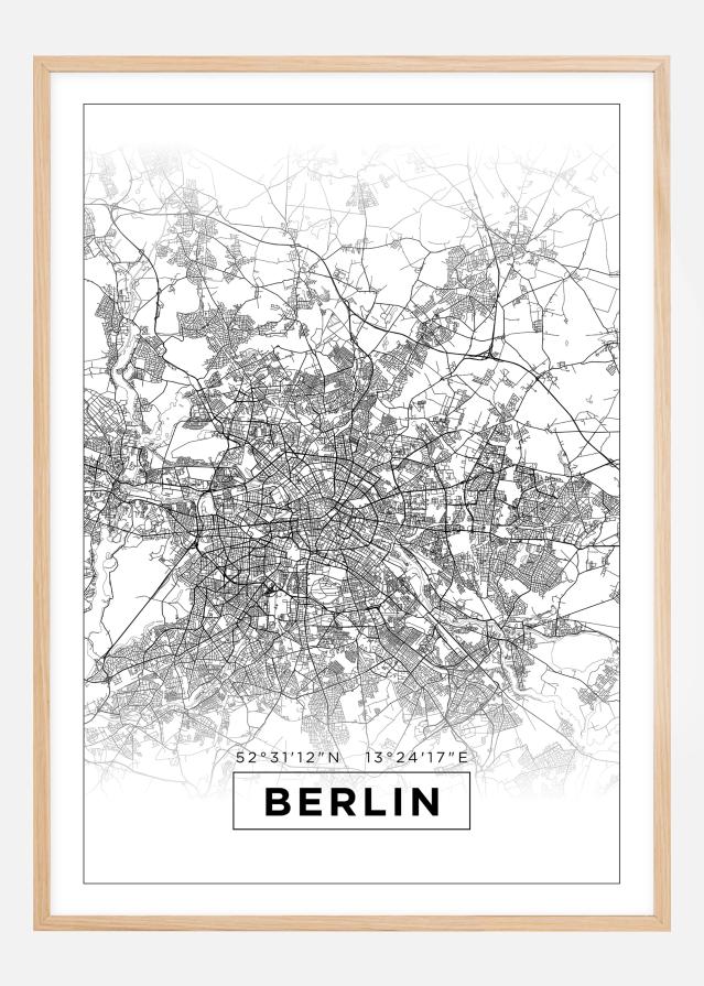 Mapa - Berlin - Blanco Póster