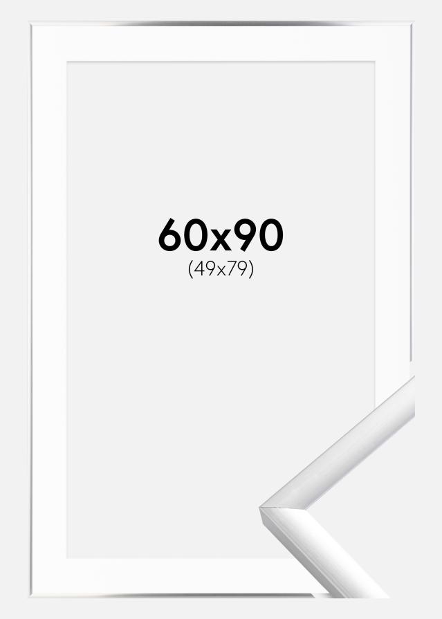 Marco New Lifestyle Plateado 60x90 cm - Paspartú Blanco 50x80 cm