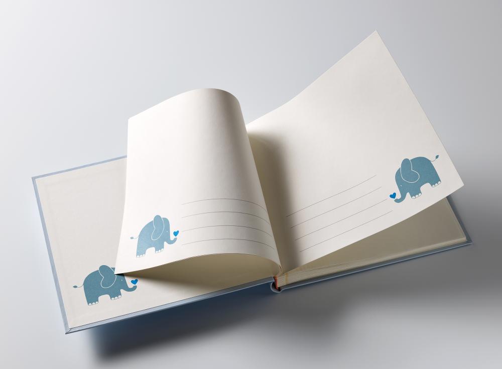 Hello Álbum para bebés Azul - 25x28 cm (50 Páginas blancas / 25 hojas)