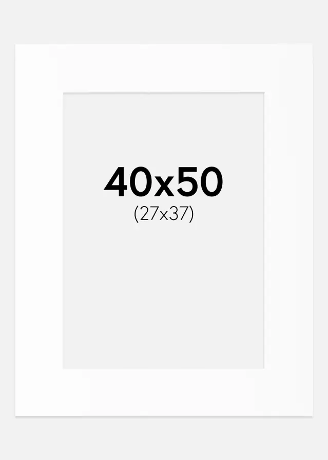 Paspartú Blanco Estándar (Borde interior blanco) 40x50 cm (27x37)