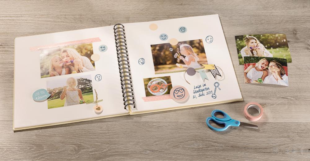 Fun Álbum de espiral Rosa - 30x30 cm (50 Páginas blancas / 25 hojas)