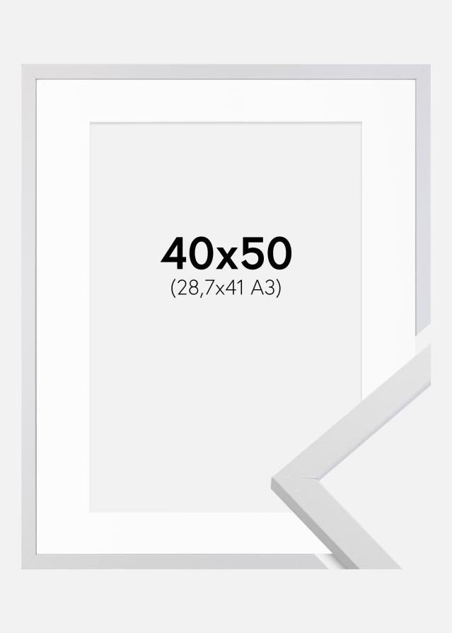 Marco Trendy Blanco 40x50 cm - Paspartú Blanco 29,7x42 cm (A3)