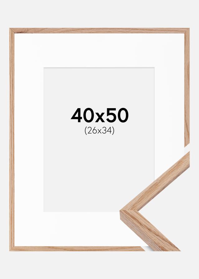 Marco E-Line Roble 40x50 cm - Paspartú Blanco 27x35 cm