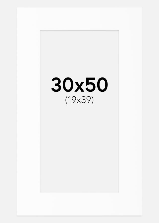 Paspartú Blanco Estándar (Borde interior blanco) 30x50 cm (19x39)