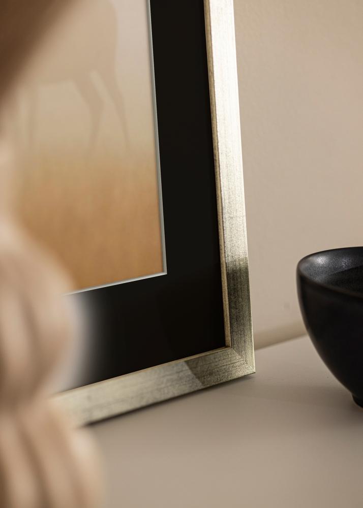 Marco Stilren Plateado 18x24 cm - Paspartú Negro 13x18 cm