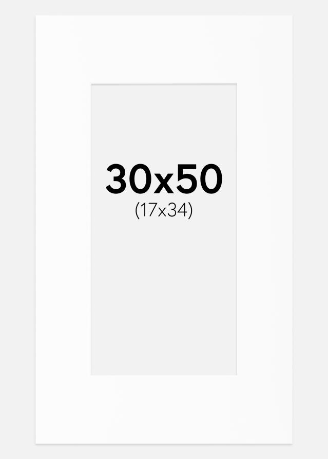 Paspartú Blanco Estándar (Borde interior blanco) 30x50 cm (17x34)