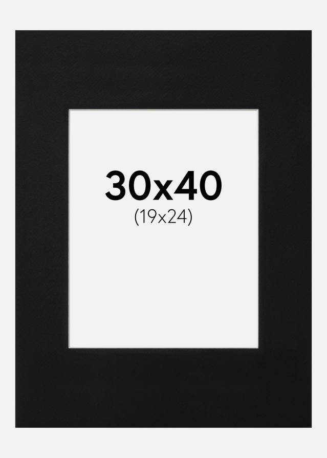 Paspartú Negro Estándar (Borde interior blanco) 30x40 cm (19x24)