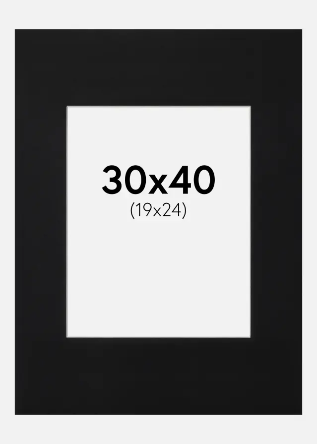 Paspartú Negro Estándar (Borde interior blanco) 30x40 cm (19x24)