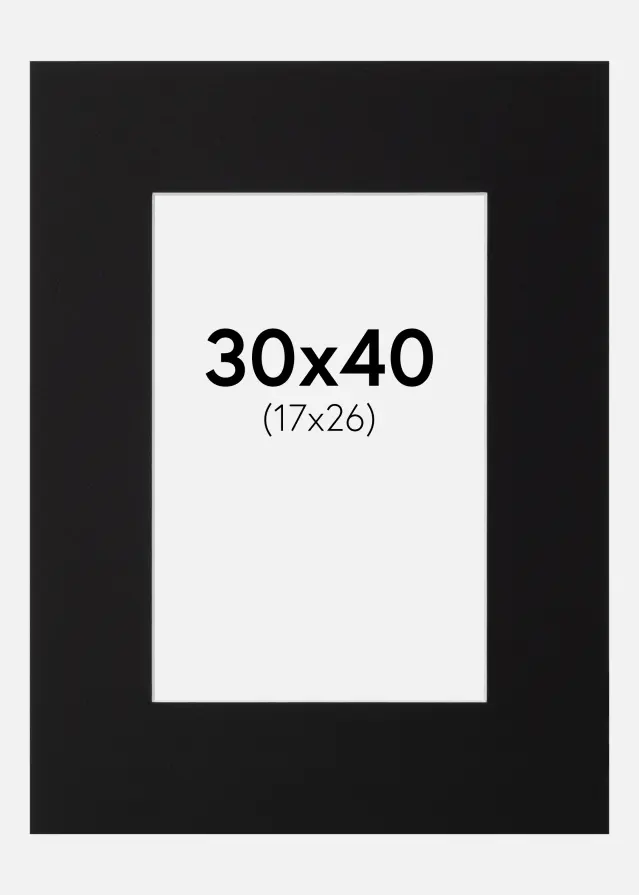 Paspartú Negro Estándar (Borde interior blanco) 30x40 cm (17x26)