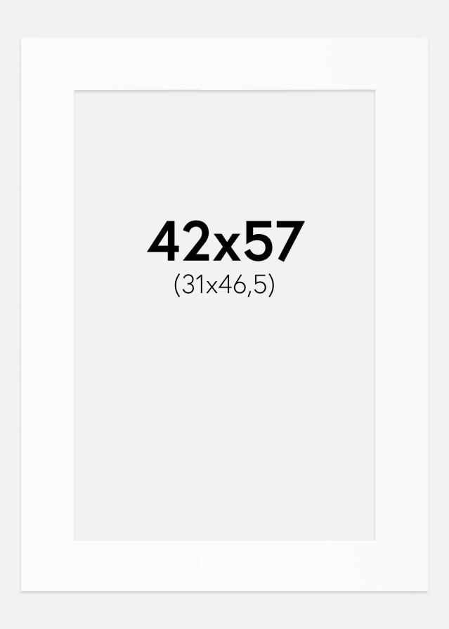 Paspartú Blanco Estándar (Borde interior blanco) 42x57 cm (31x46,5)