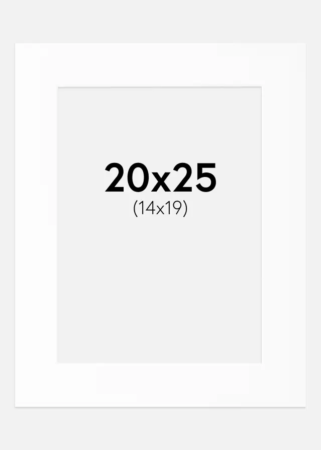 Paspartú Blanco Estándar (Borde interior blanco) 20x25 cm (14x19)