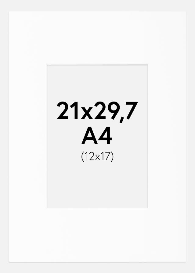 Paspartú Blanco Estándar (Borde interior blanco) A4 21x29,7 cm (12x17)