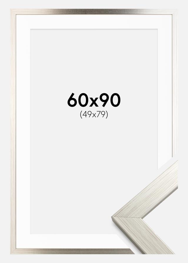 Marco Silver Wood 60x90 cm - Paspartú Blanco 50x80 cm