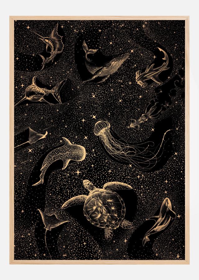 Cosmic Ocean  Dark Gold Póster