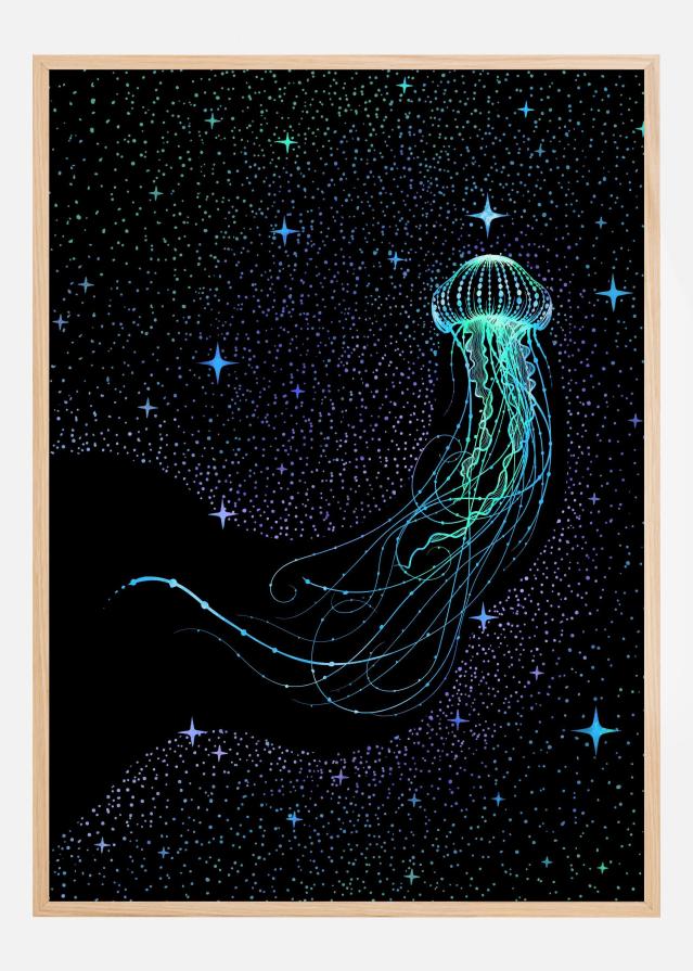 Starry Jellyfish Colored Póster