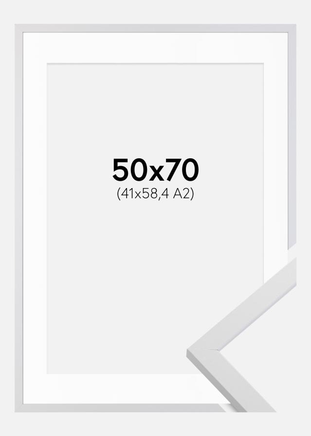 Marco Trendy Blanco 50x70 cm - Paspartú Blanco 42x59,4 cm (A2)