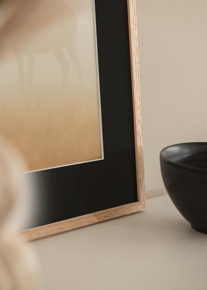 Marco Roble fino 20x30 cm - Paspartú Negro 15x21 cm (A5)