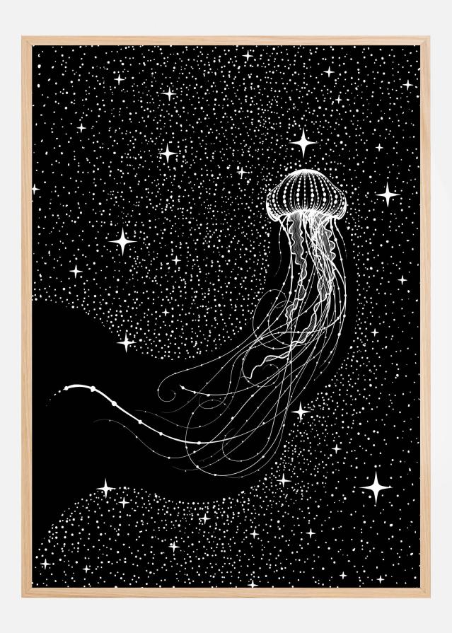 Starry Jellyfish (Black Version) Póster