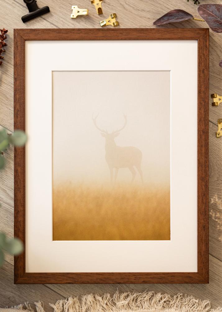 Marco Hermes Teak 60x90 cm - Paspartús Blanco 50x75 cm