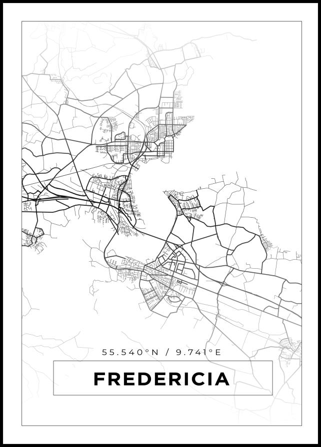 Mapa - Fredericia - Cartel blanco