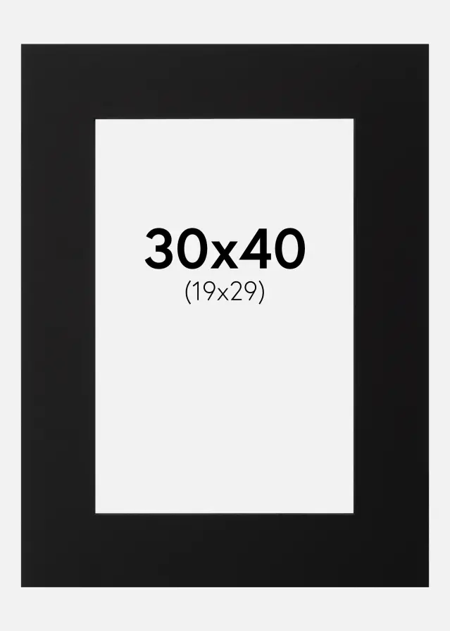Paspartú Negro (Borde interior negro) 30x40 cm (19x29)