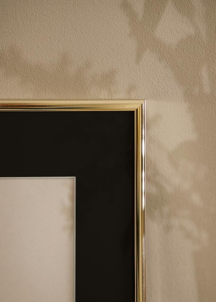 Marco Aluminio Acabado brillante Dorado 70x100 cm - Paspartú Negro 62x85 cm