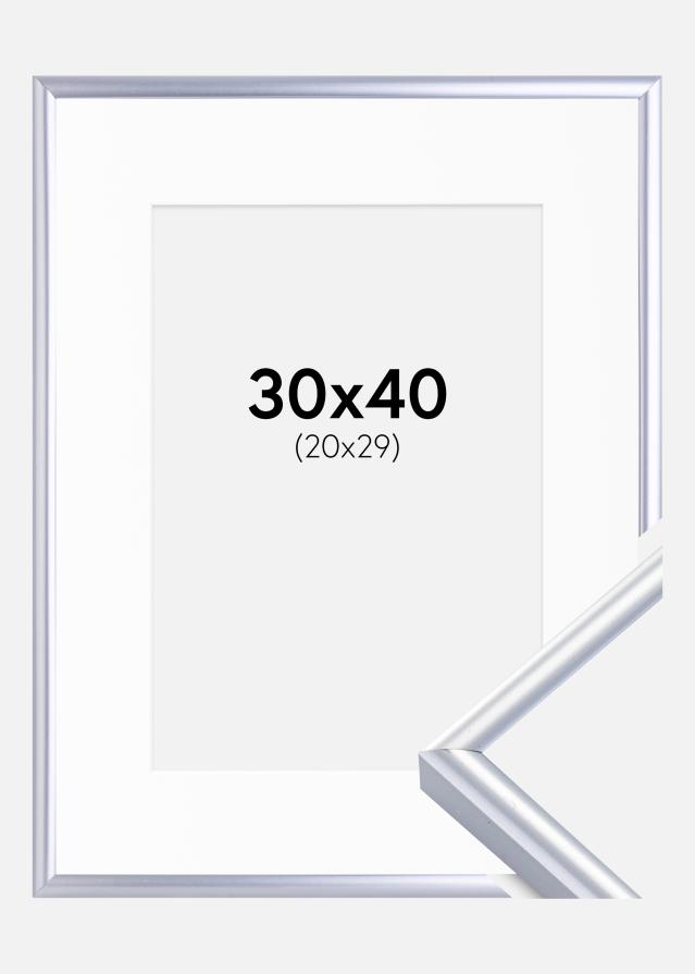Marco Victoria Plateado 30x40 cm - Paspartú Blanco 21x30 cm
