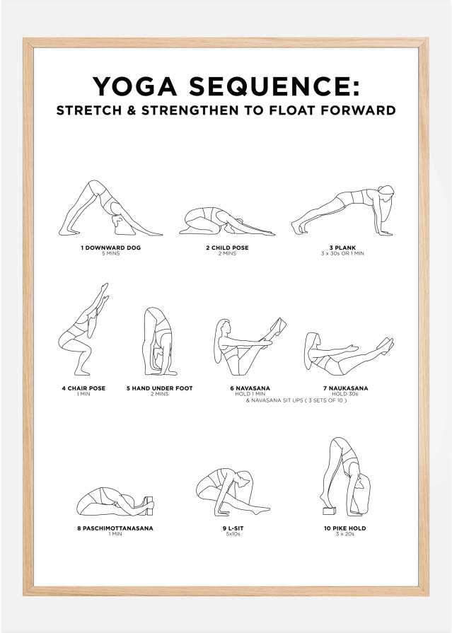 Yoga Sequence - Stretch & Strengthen To Float Forward - White Póster