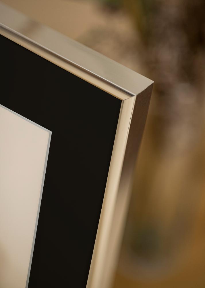 Marco Aluminio Acabado brillante Plateado 50x70 cm - Paspartú Negro 33x56 cm