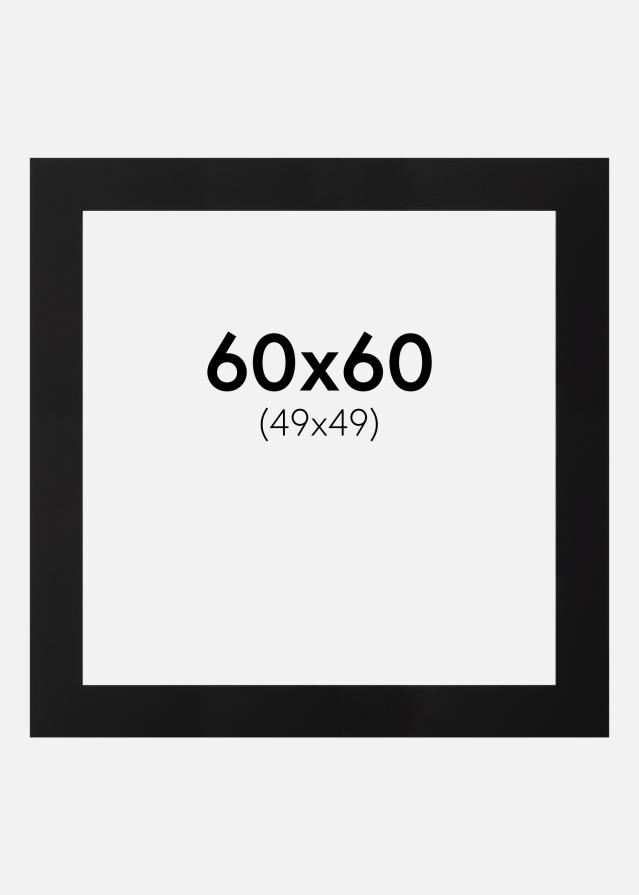 Paspartú Negro (Borde interior negro) 60x60 cm (49x49)