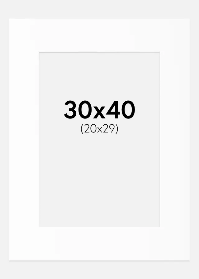 Paspartú Blanco Estándar (Borde interior blanco) 30x40 cm (20x29)