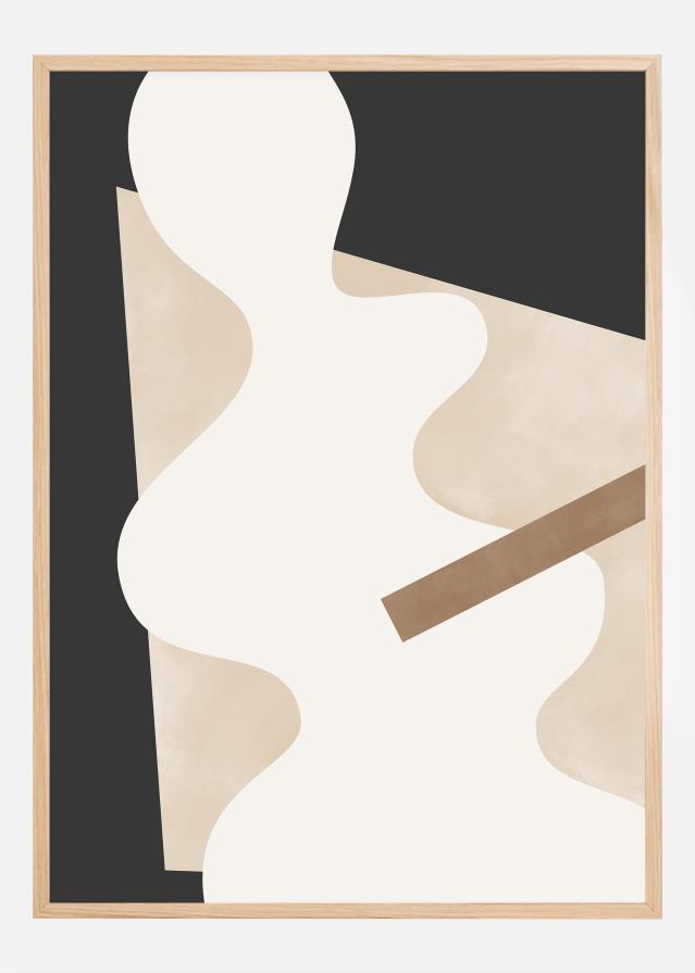 Beige Graphic Curves Art Póster