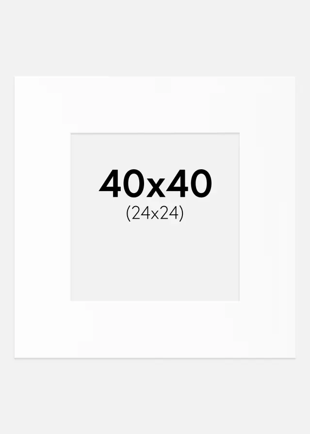 Paspartú Blanco Estándar (Borde interior blanco) 40x40 cm (24x24)