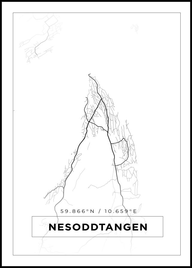 Mapa - Nesoddtangen - Cartel blanco
