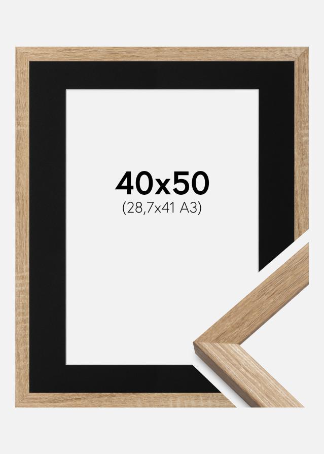 Marco Fiorito Roble claro 40x50 cm - Paspartú Negro 29,7x42 cm (A3)