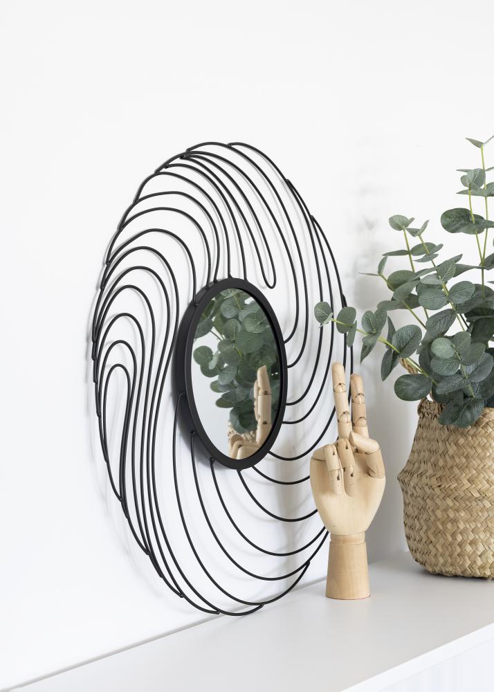 KAILA Espejo storm - Negro 50 cm Ø