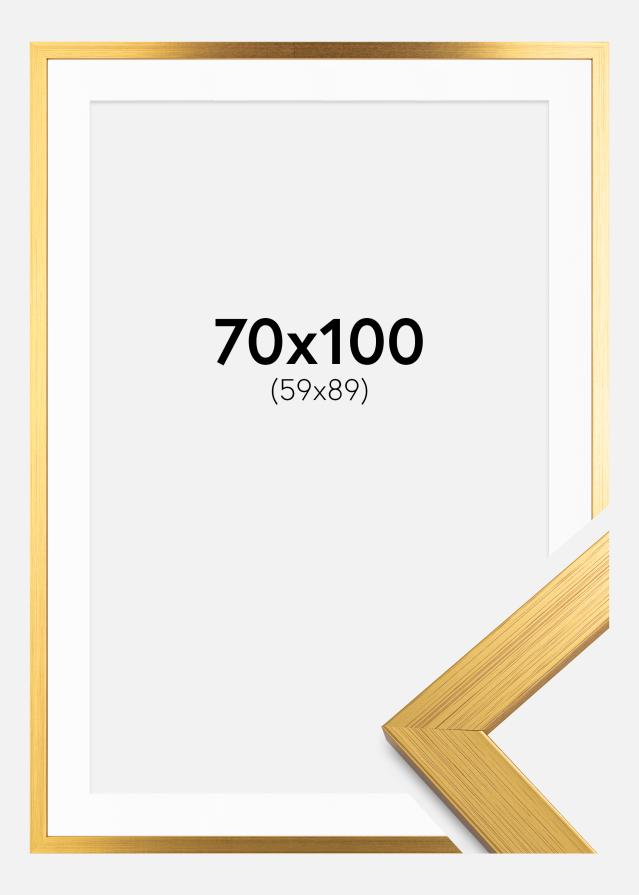 Marco Gold Wood 70x100 cm - Paspartú Blanco 60x90 cm