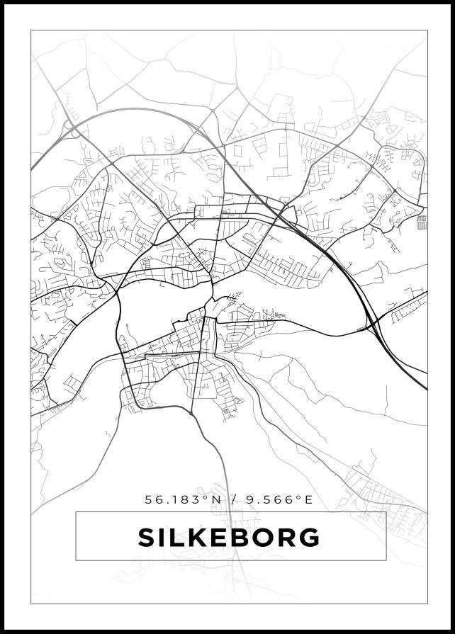 Mapa - Silkeborg - Cartel Blanco