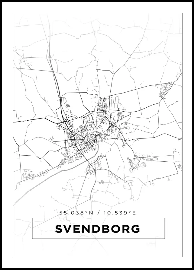 Mapa - Svendborg - Cartel blanco