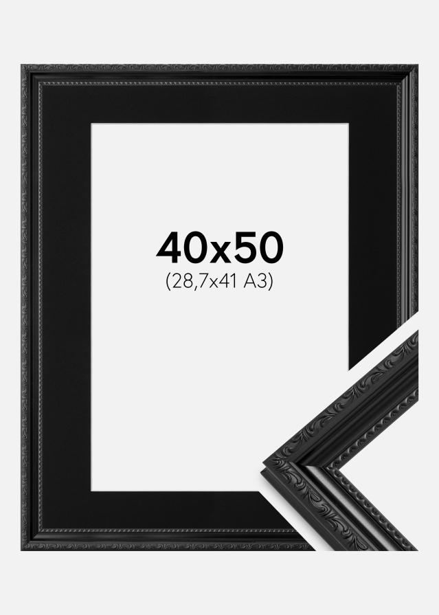 Marco Abisko Negro 40x50 cm - Paspartú Negro 29,7x42 cm (A3)