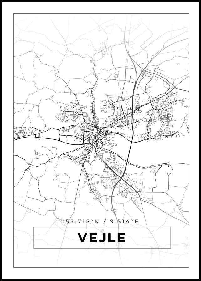 Mapa - Vejle - Cartel Blanco