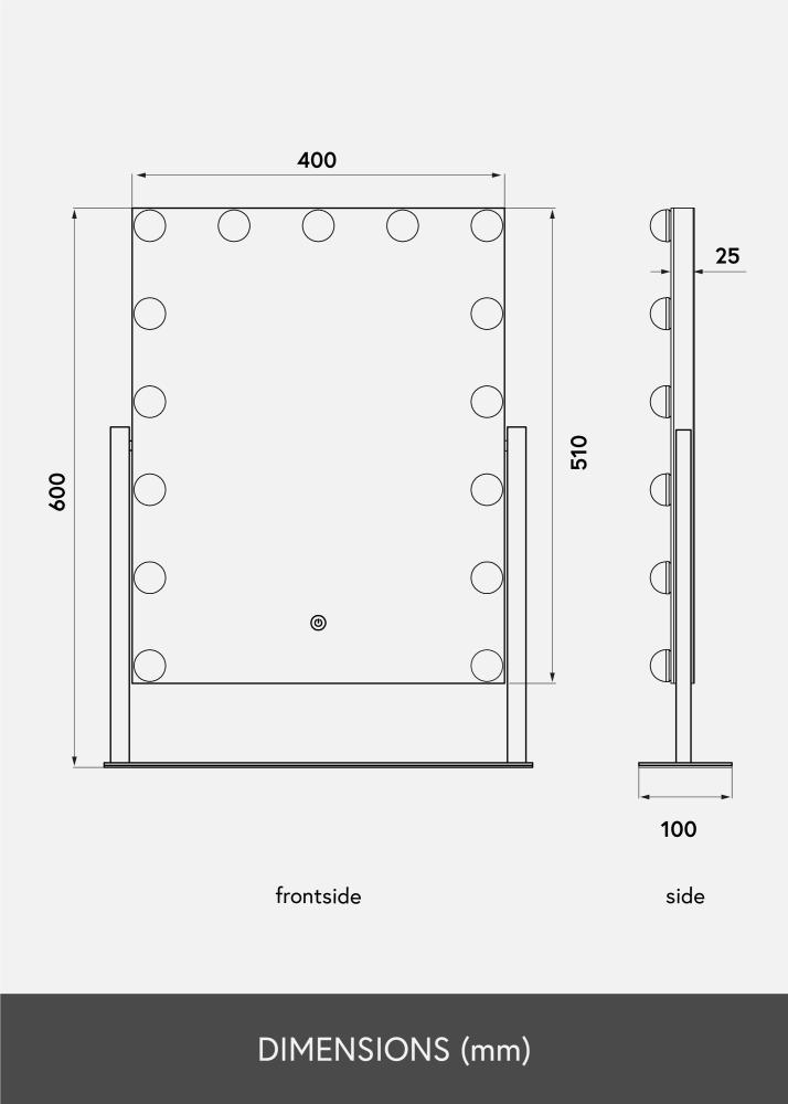 KAILA Espejo tocador VI Negro- 46x60 cm