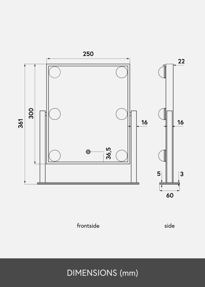 KAILA Sminkspegel VII Vit - 30x36 cm
