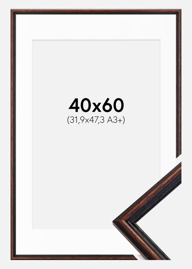 Marco Horndal Castaño 40x60 cm - Paspartú Blanco 32,9x48,3 cm (A3+)
