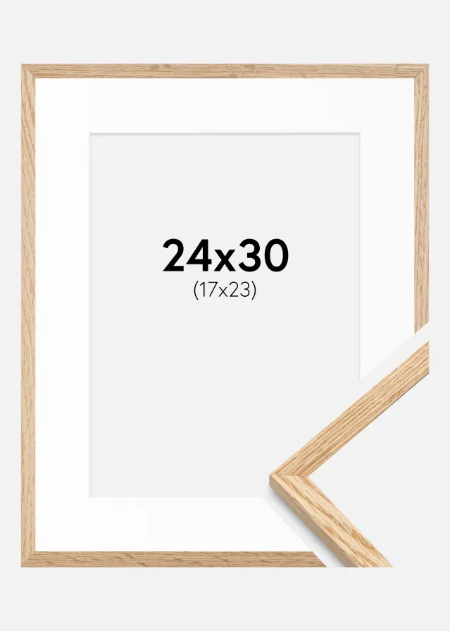 Marco Roble fino 24x30 cm - Paspartú Blanco 18x24 cm