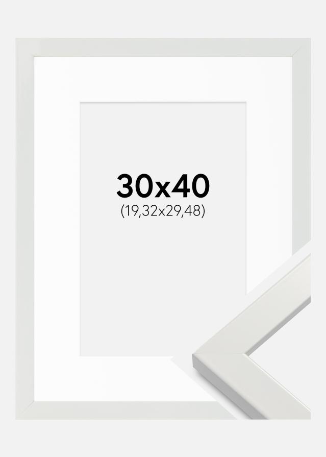 Marco White Wood Glossy 30x40 cm - Paspartú Blanco 8x12 inches