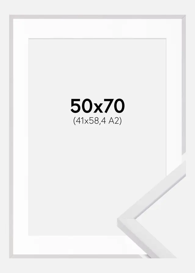 Marco E-Line Blanco 50x70 cm - Paspartú Blanco 42x59,4 cm (A2)