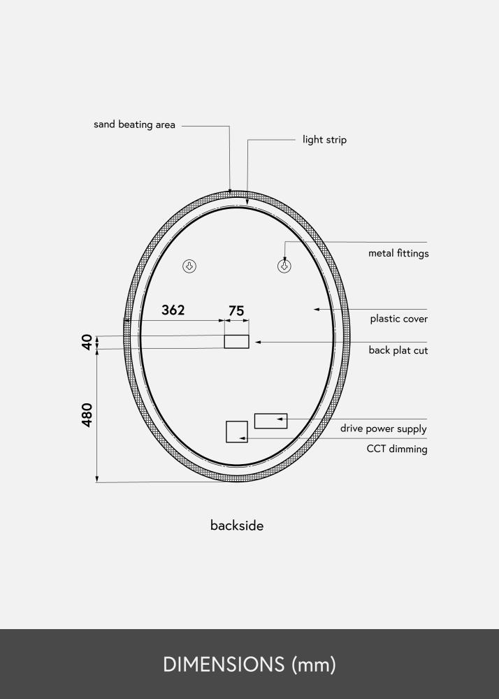 KAILA Espejo Ovalado LED 80x100 cm