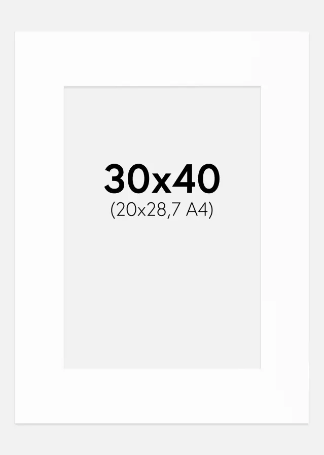 Paspartú Canson Blanco (Borde interior blanco) 30x40 cm (20x28,7)