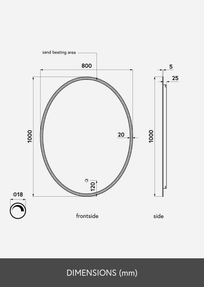 KAILA Espejo Ovalado LED 80x100 cm